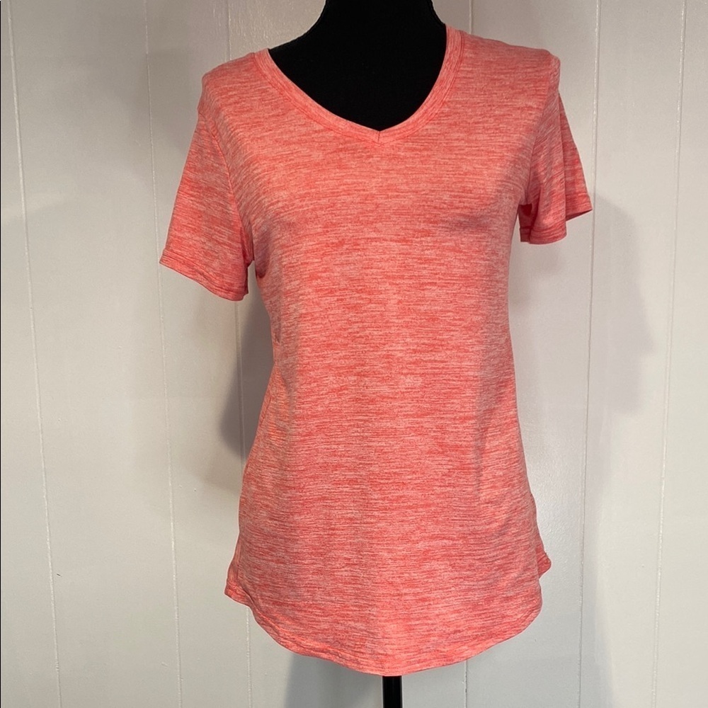 Avia Tee Shirt V-Neck Short Sleeve Activewear Heathered Red Size Medium